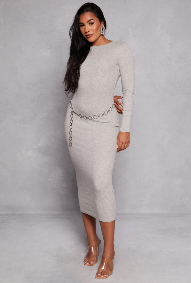 Womens Daisy Ribbed Crew Neck Midi Dress Product Image