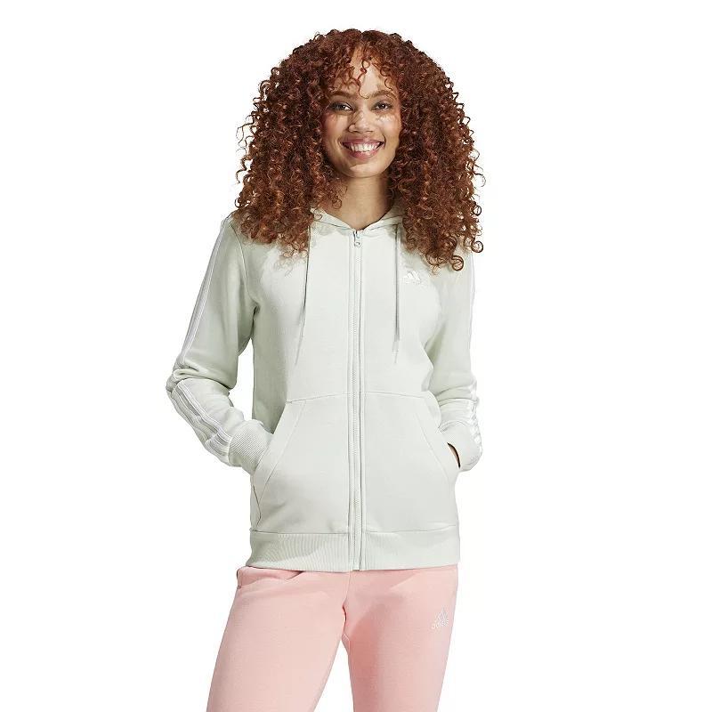 Womens adidas Essentials 3-Stripes Full-Zip Fleece Hoodie Product Image