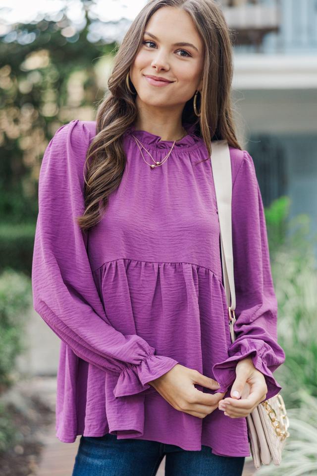 Making Moves Plum Purple Ruffled Blouse Female Product Image