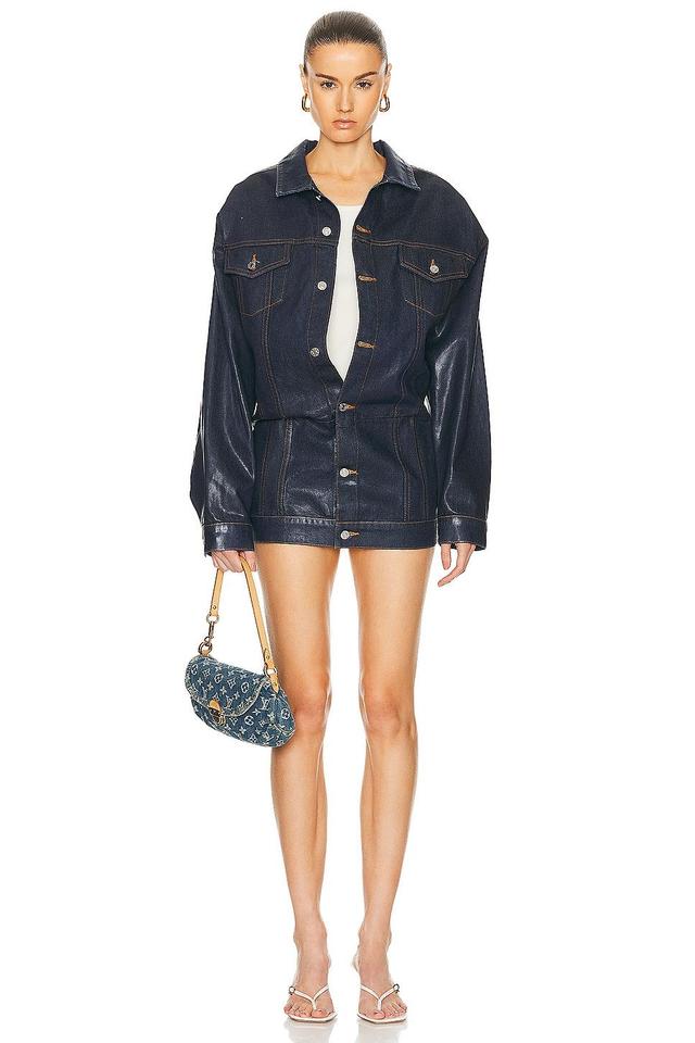 EB Denim Webster Mini Dress in Blue. Product Image