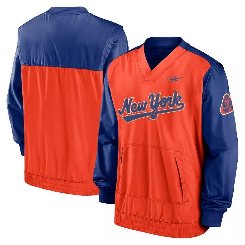 Mens Nike Royal/Orange New York Mets Cooperstown Collection V-Neck Pullover Product Image