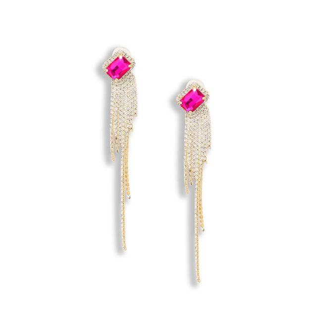 Sohi Womens Pink Bling Drop Earrings Product Image