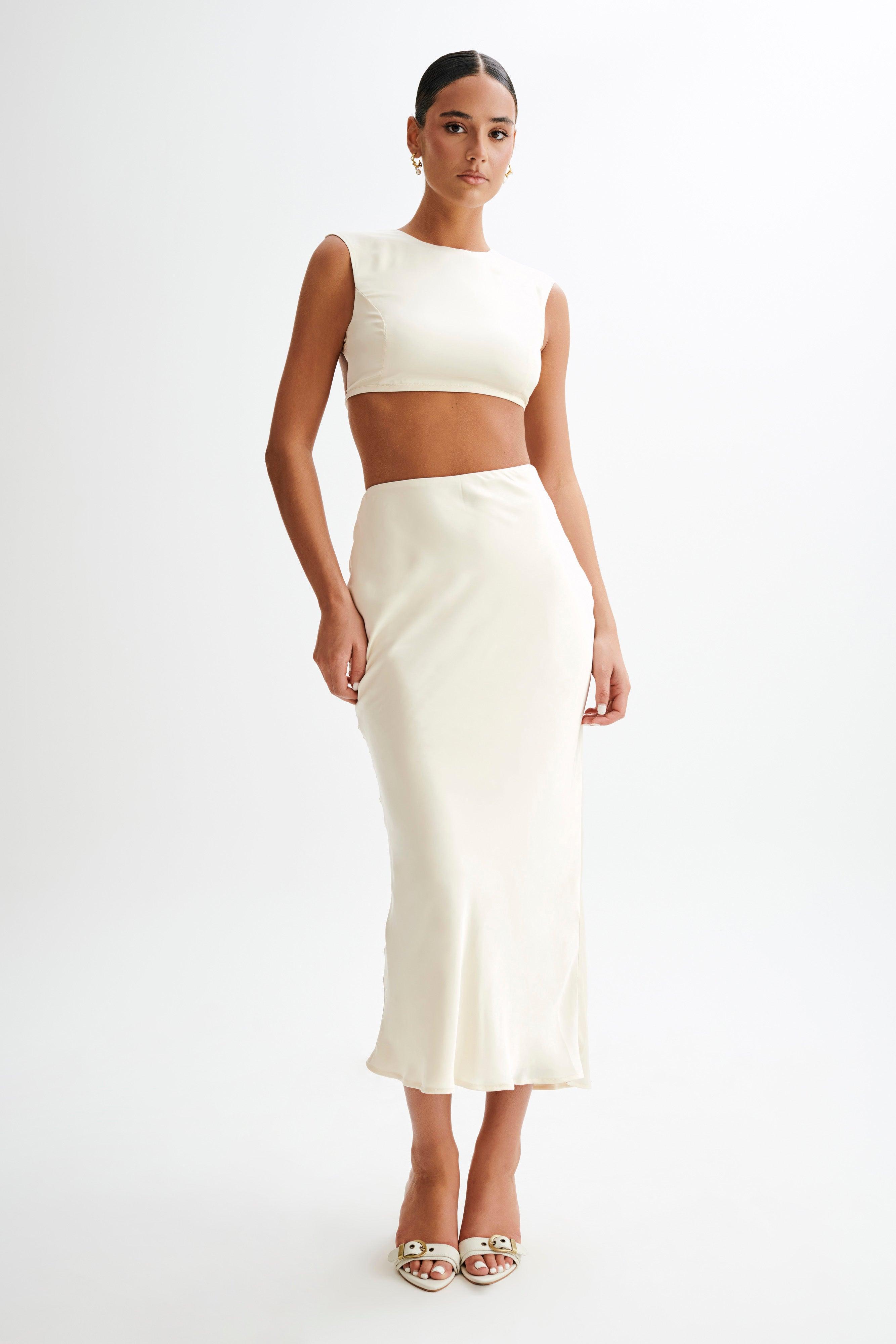 Viviana Satin Maxi Skirt - Ivory Product Image