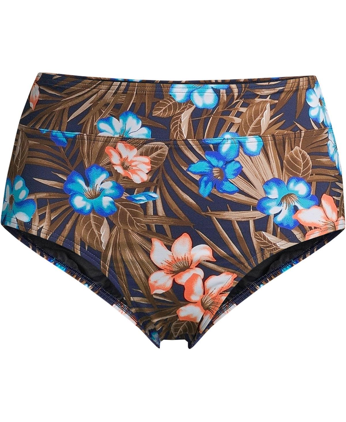 Lands End Womens Tummy Control High Waisted Bikini Swim Bottoms Print Product Image