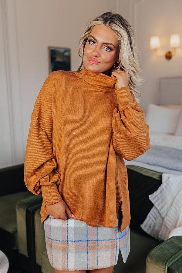 Easy To Style Ribbed Sweater Top in Camel Product Image