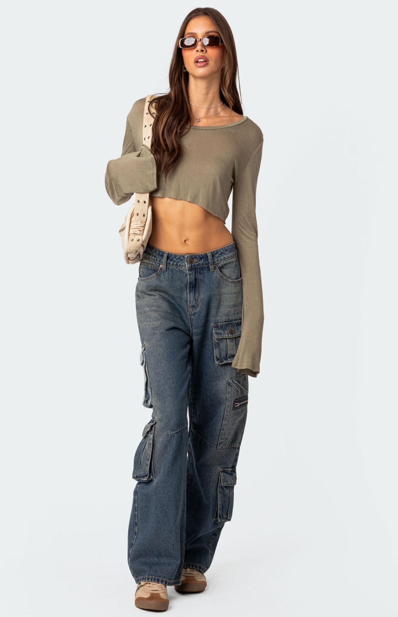 Edikted Women's Baggy Boyfriend Cargo Jeans Product Image