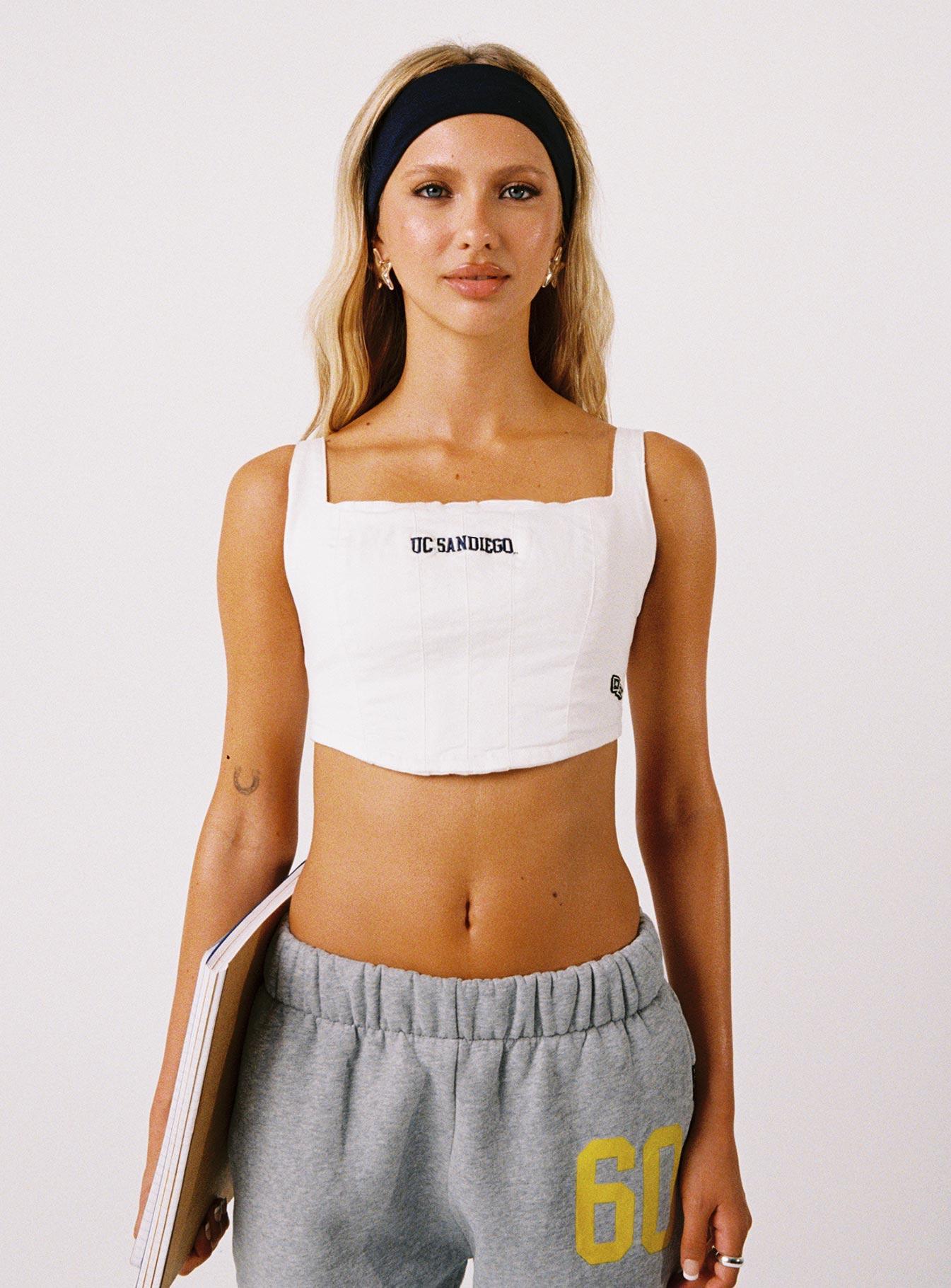 UCSD Denim Corset Top White Product Image