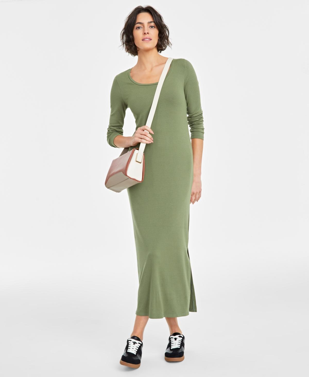 On 34th Womens Scoop-Neck Rib-Knit Ankle Maxi Dress, Created for Macys Product Image