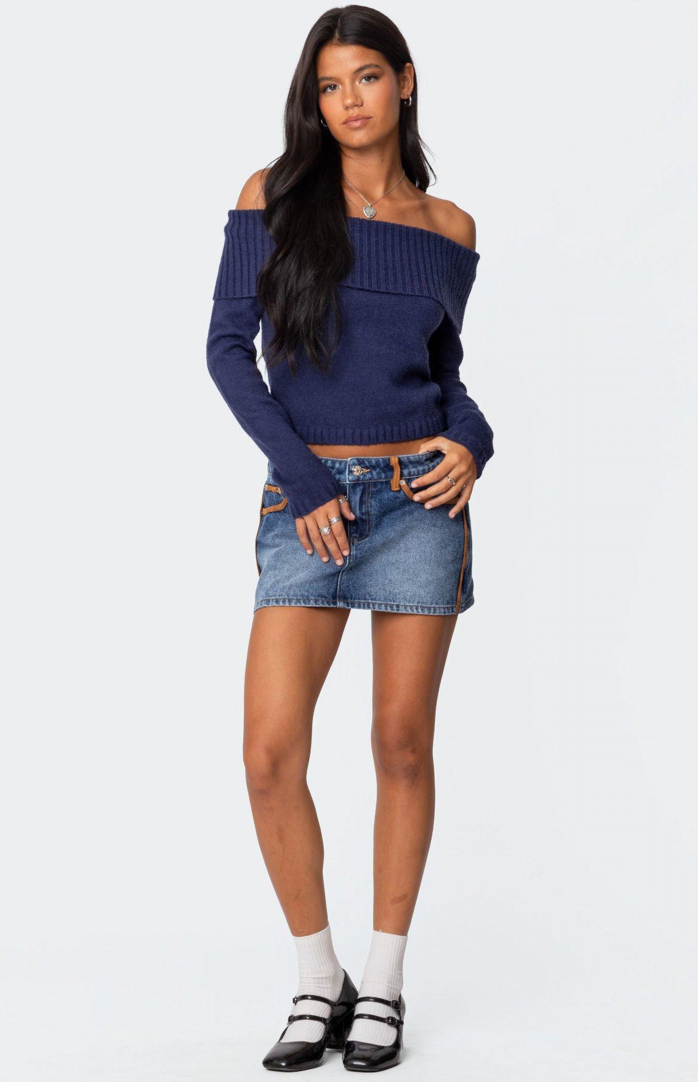 Edikted Women's Tamara Fold Over Knit Top Product Image