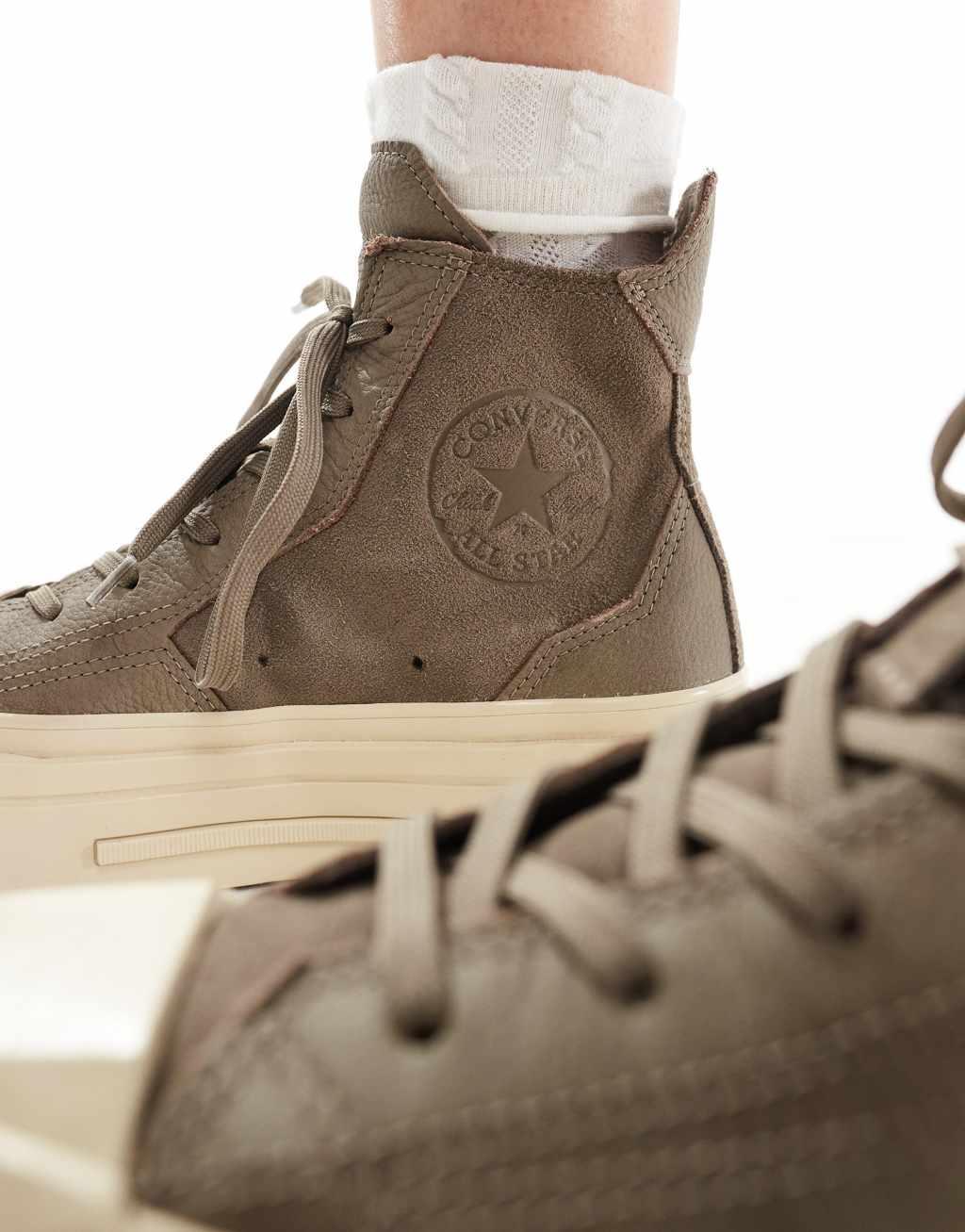 Converse Chuck 70 De Luxe squared platform sneakers in brown Product Image