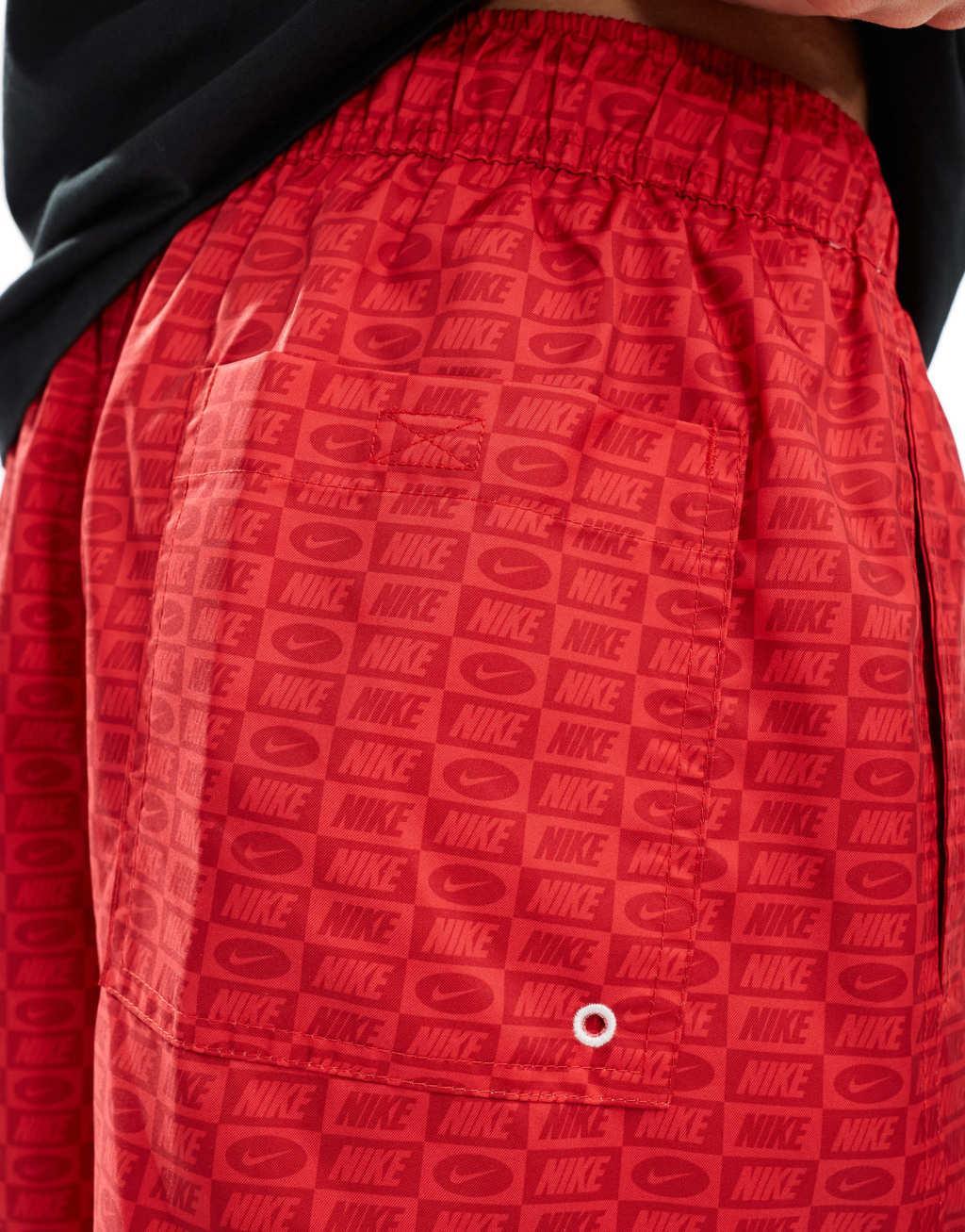 Nike Club monogram shorts in red Product Image