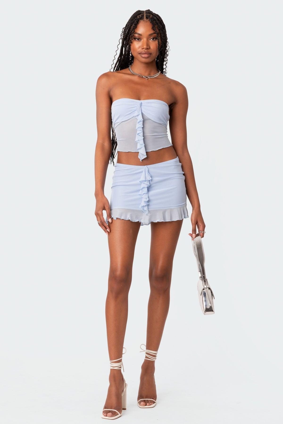 Solange Ruffle Mesh Tube Top Product Image