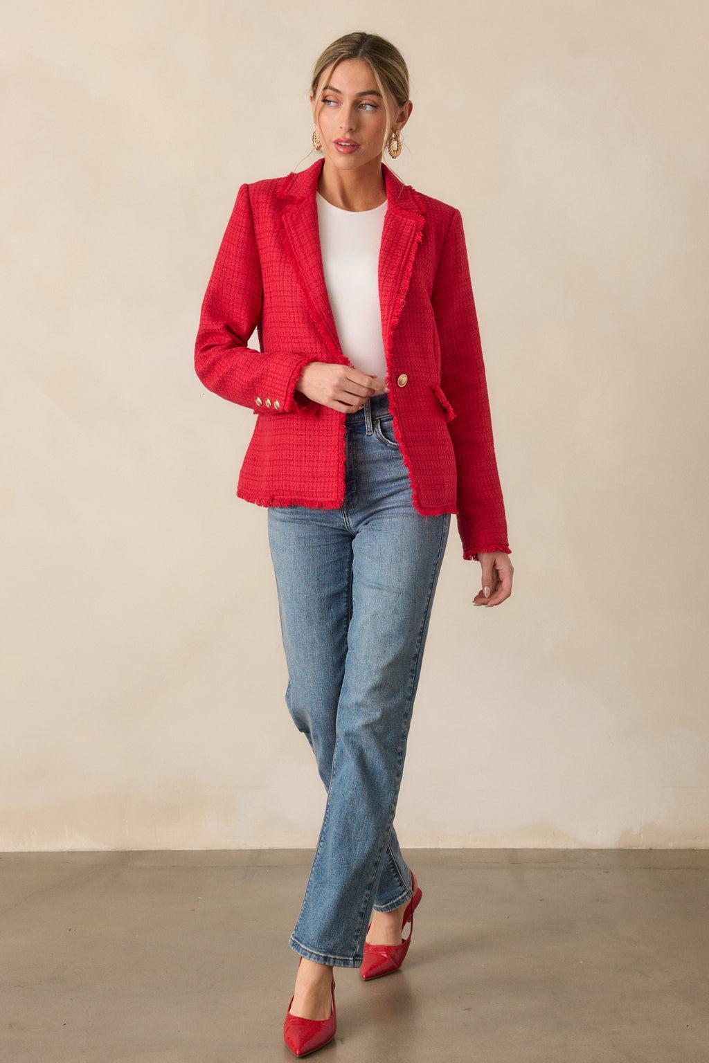 Made For This Red Tweed Blazer Product Image