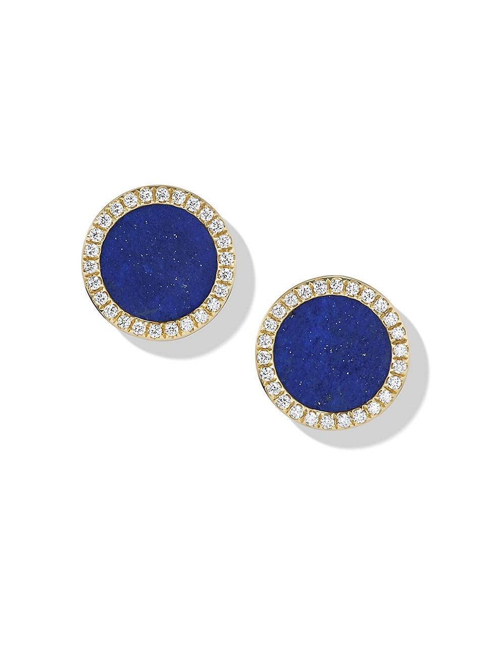 Womens Petite DY Elements Stud Earrings in 18K Yellow Gold with Pav Diamonds Product Image