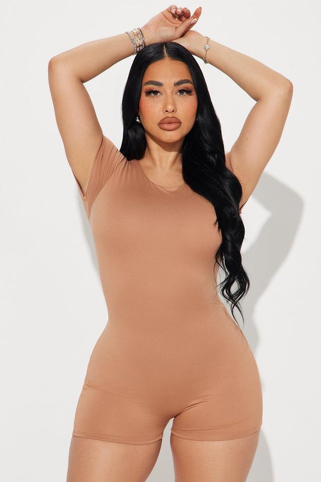 Ericka Double Lined Romper - Tan Product Image