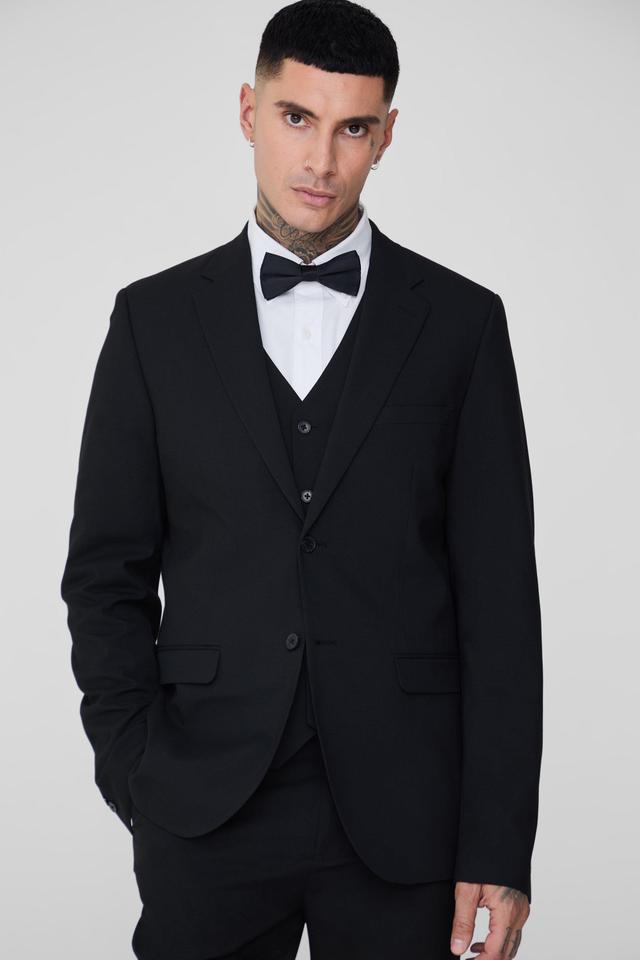 Tall Essential Slim Fit Suit Jacket In Black | boohooMAN USA Product Image