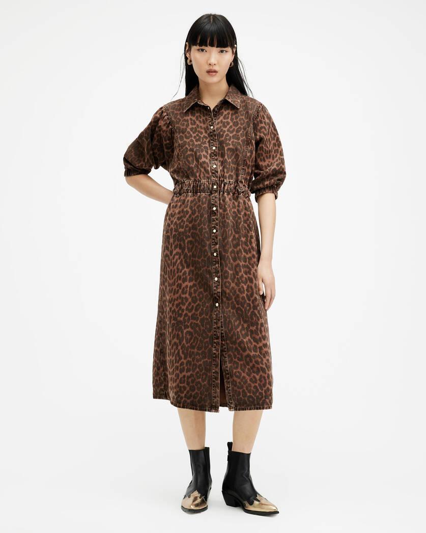 Osa Leopard Print Denim Dress Product Image