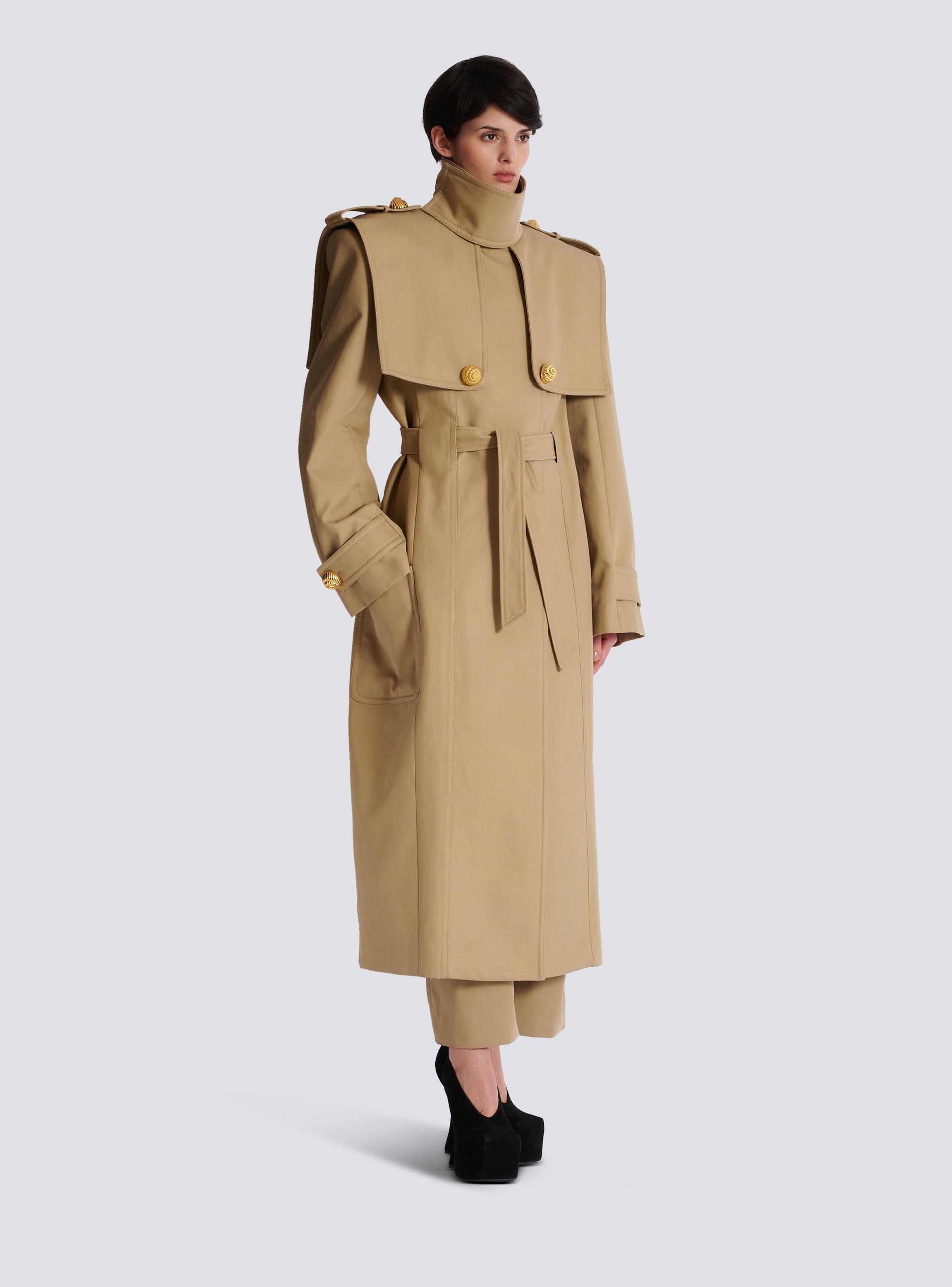 Belted trench coat in water-repellent cotton Product Image