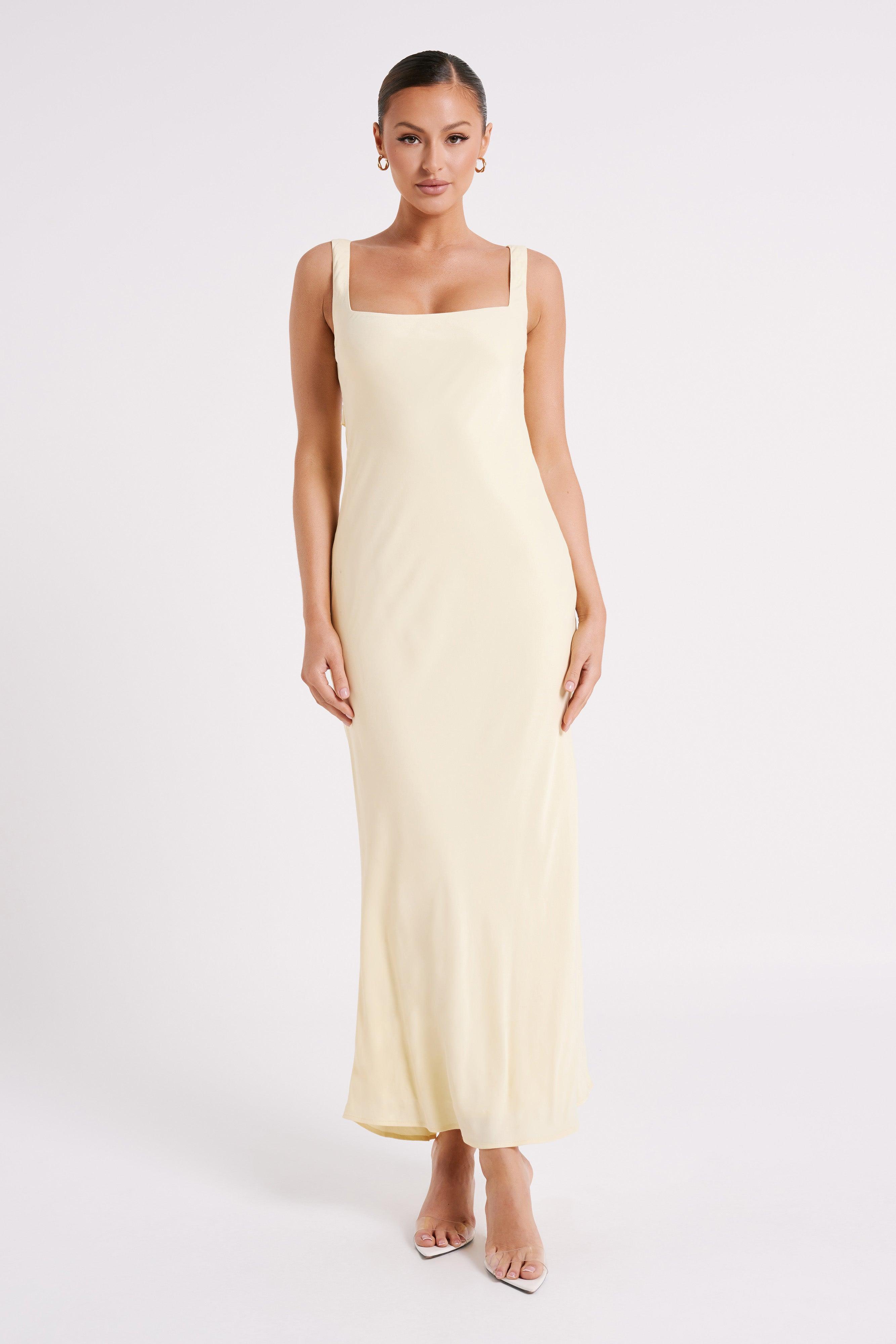 Ensley Satin Maxi Dress - Light Yellow Product Image