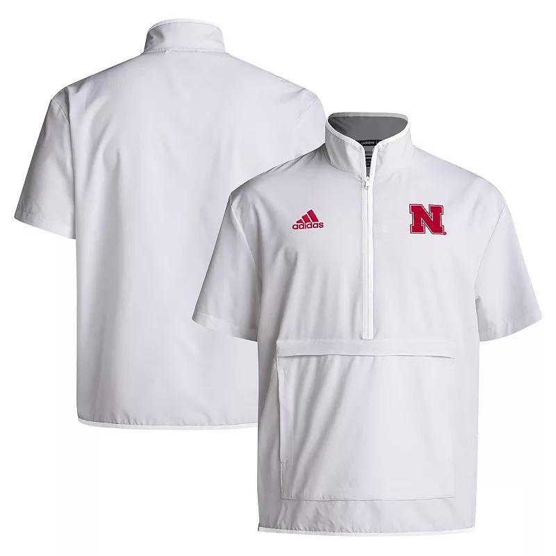 Mens adidas Nebraska Huskers Coaches Sideline Half-Zip Short Sleeve Jacket Product Image