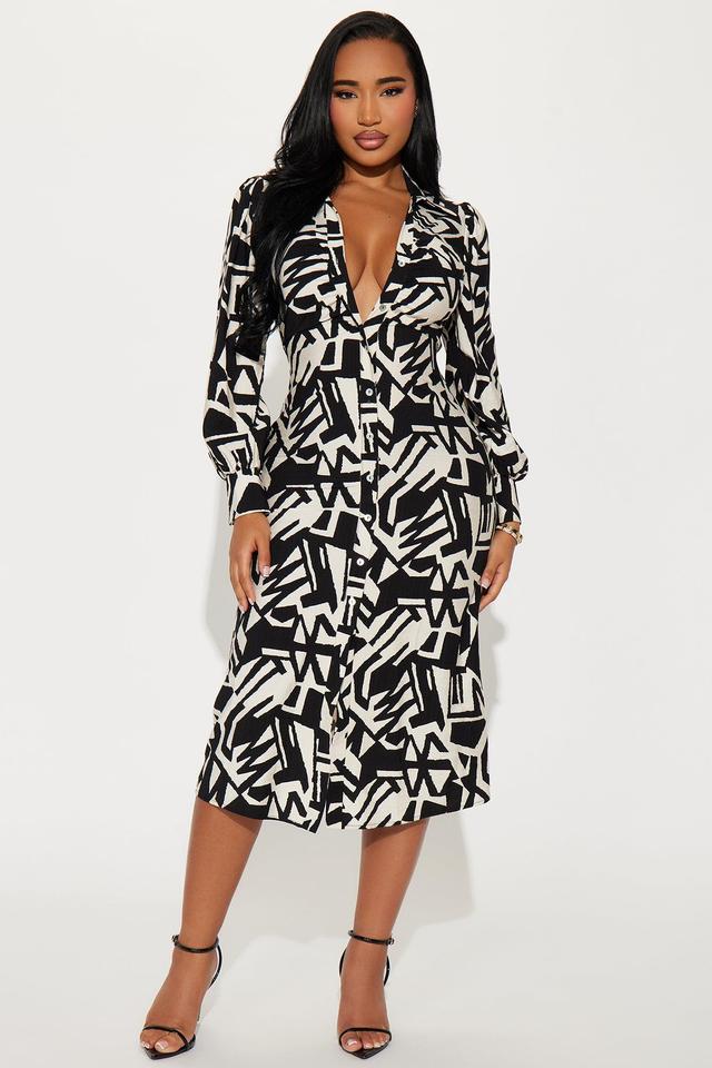 Laney Collar Midi Dress - Black/White Product Image