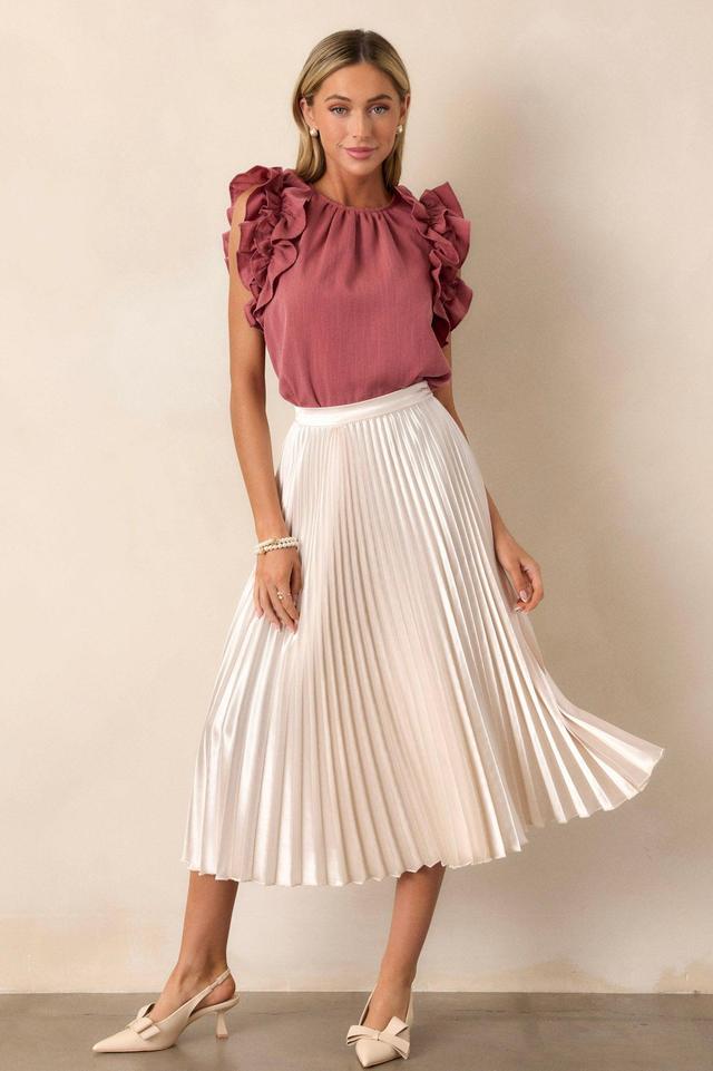 Urban Elegance Ivory Pleated Midi Skirt Product Image