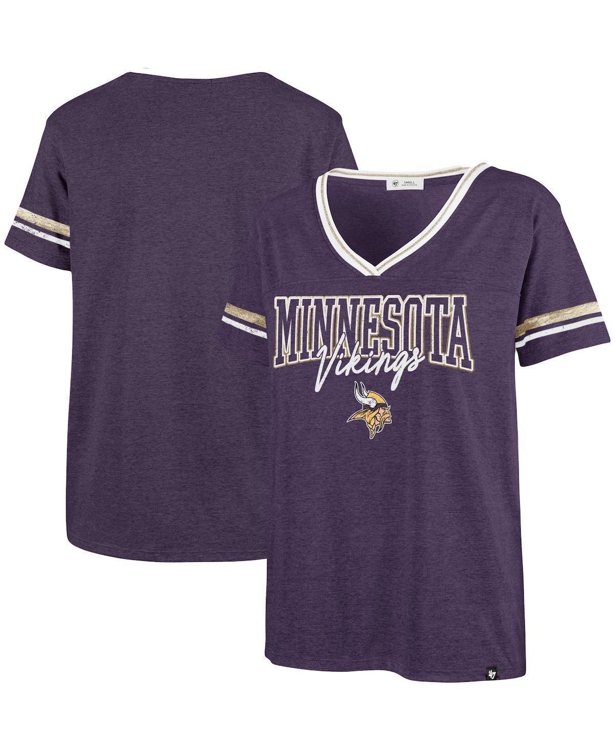 Womens 47 Brand Heathered Purple Minnesota Vikings Hollow Bling Piper Luxe V-Neck T-shirt Product Image