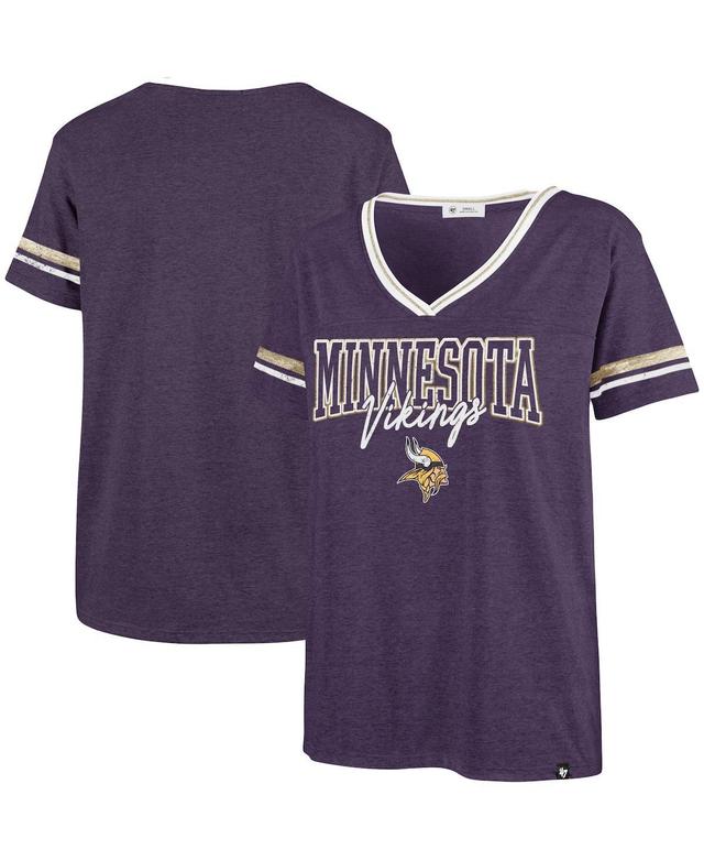 Womens 47 Brand Heathered Purple Minnesota Vikings Hollow Bling Piper Luxe V-Neck T-shirt Product Image