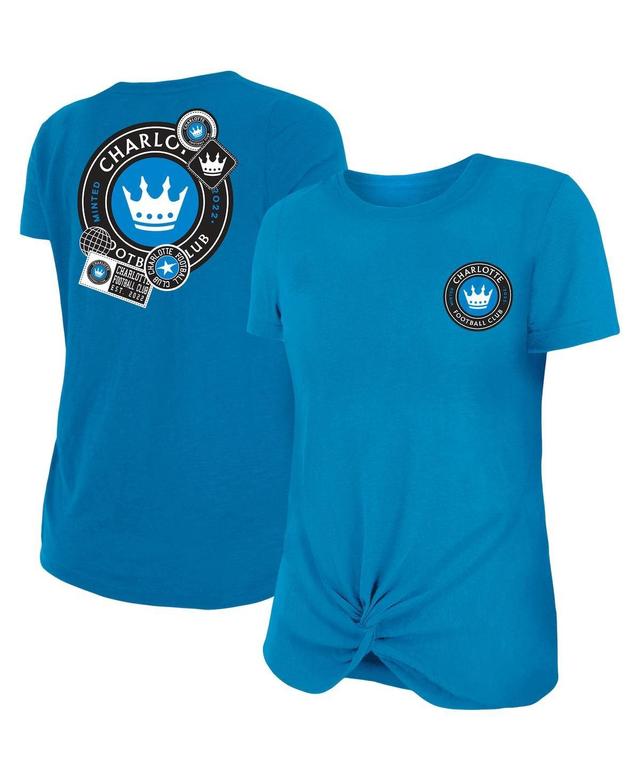 Womens New Era Blue Charlotte Fc Athletic Front Twist T-shirt Product Image