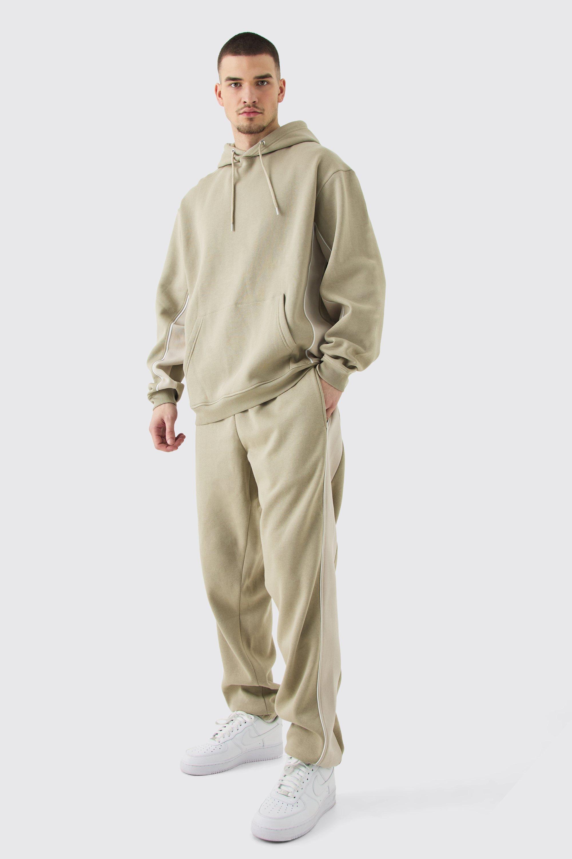 Tall Oversized Colour Block Piped Tracksuit | boohooMAN USA product image