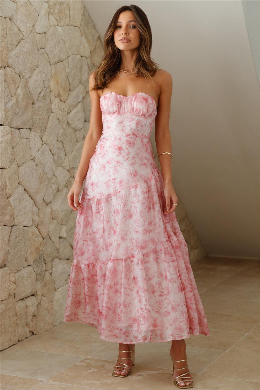 Her Best Version Strapless Maxi Dress Pink Product Image