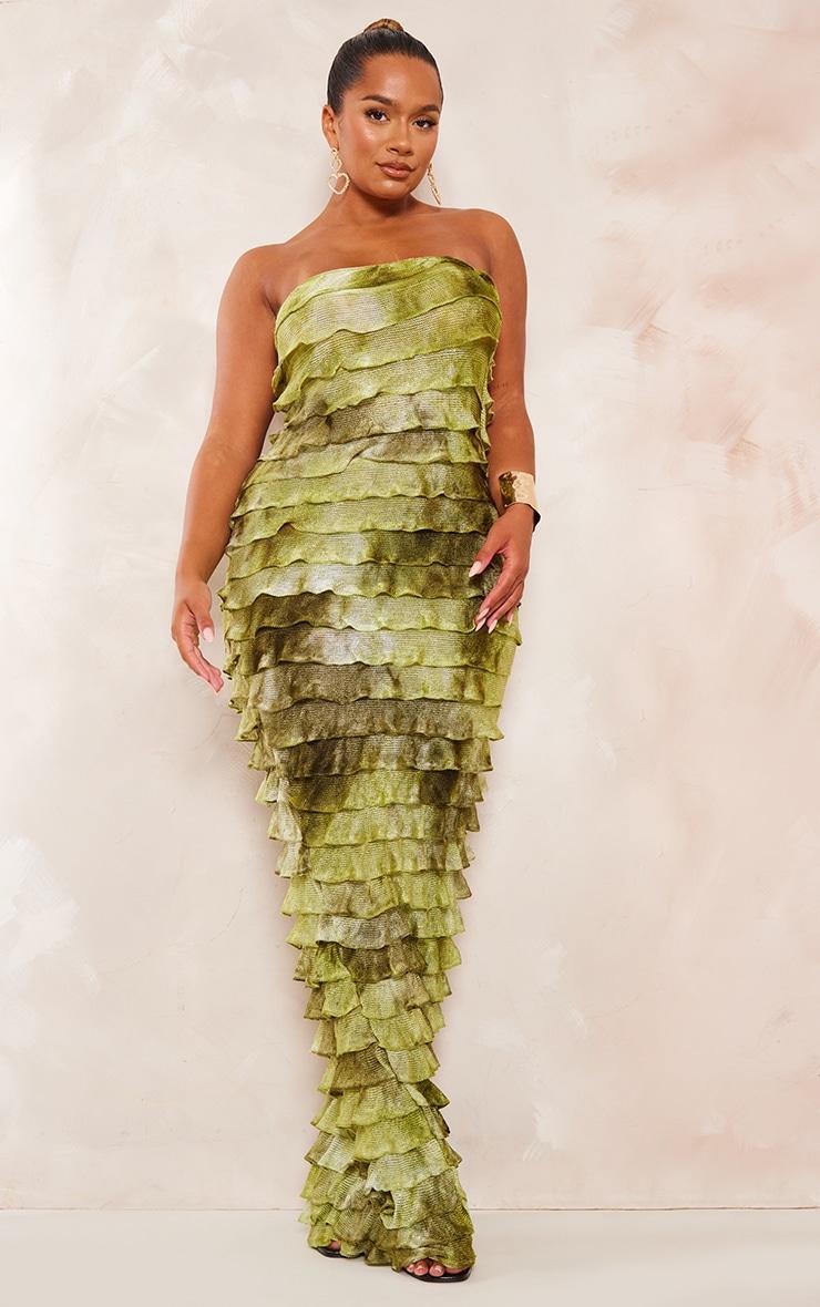 Shape Green Ombre Frill Edge Bandeau Maxi Dress Product Image