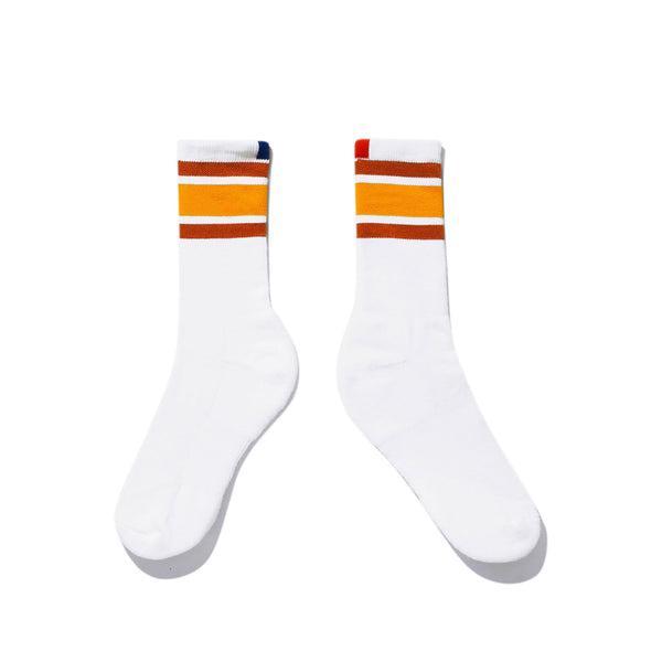 The Women's Stripe Sock - White/Bronze/Gold Product Image