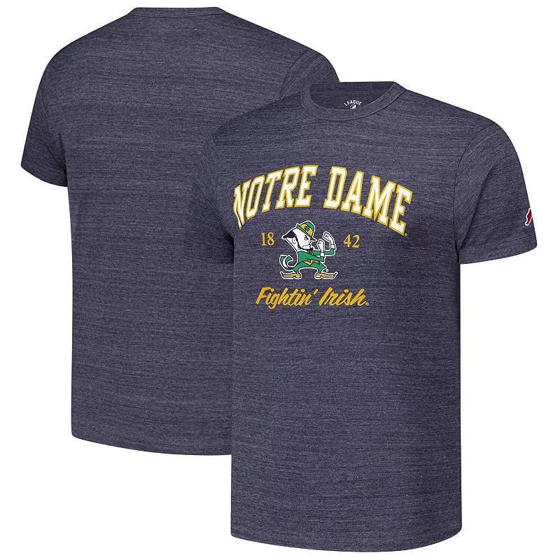 Mens League Collegiate Wear Heather Notre Dame Fighting Irish Arch Script Victory Falls Tri-Blend T-Shirt Blue Product Image