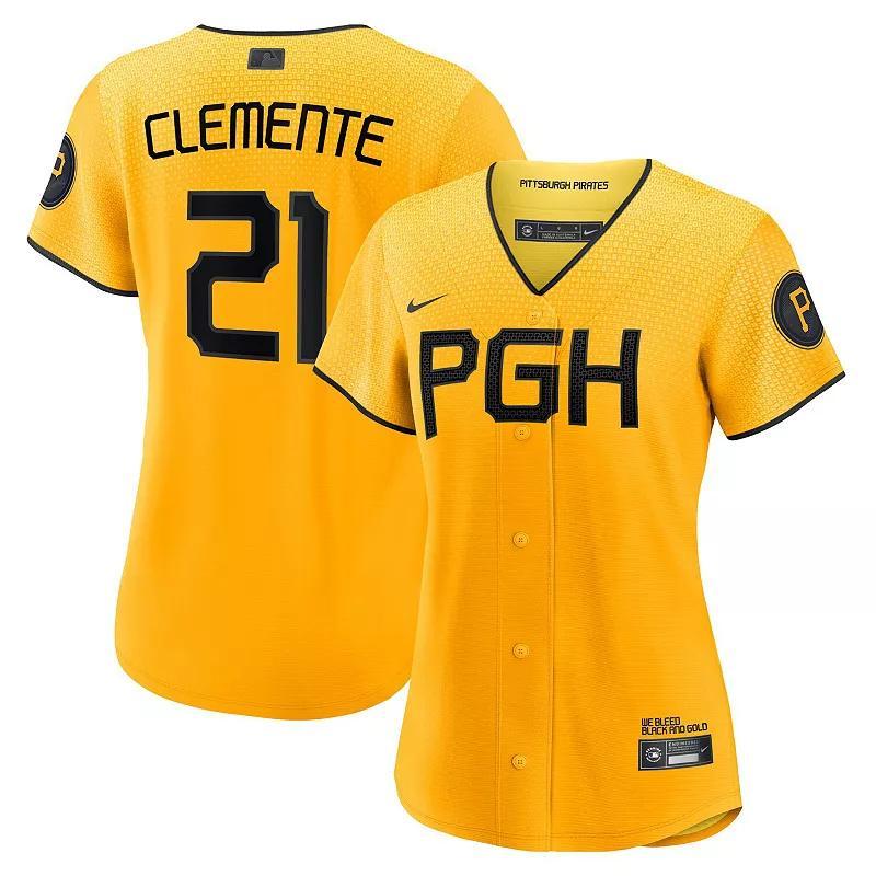 Womens Nike Roberto Clemente Gold Pittsburgh Pirates 2023 City Connect Replica Player Jersey - Gold Product Image