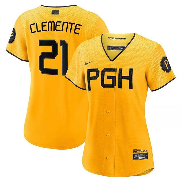 Womens Nike Roberto Clemente Gold Pittsburgh Pirates 2023 City Connect Replica Player Jersey - Gold Product Image