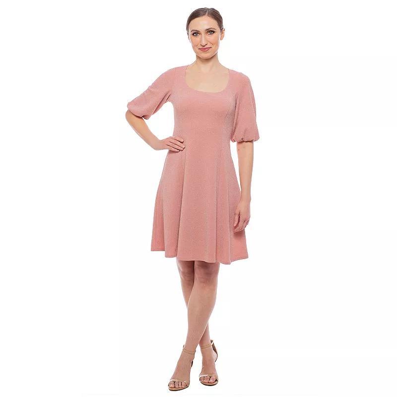 Womens Tash + Sophie Lurex Scoopneck Fit & Flare Dress Product Image