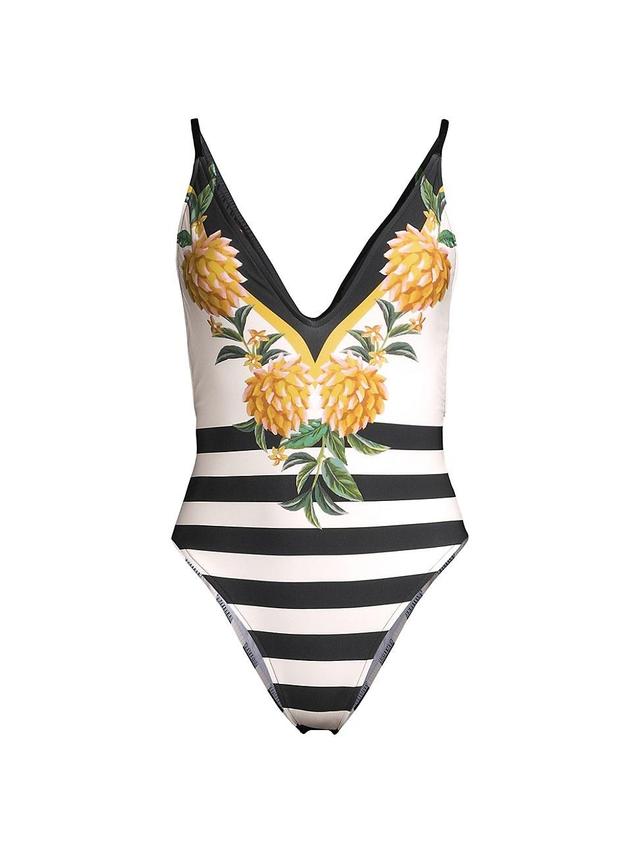 Womens Biriba Banana Bunch Stripe One-Piece Swimsuit Product Image