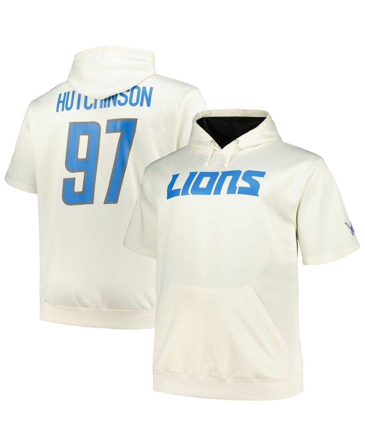 Mens Fanatics Branded Aidan Hutchinson Cream Detroit Lions Big & Tall Short Sleeve Hoodie T-Shirt Product Image