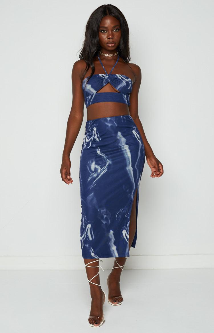 Brianna Navy Mesh Crop Top Product Image