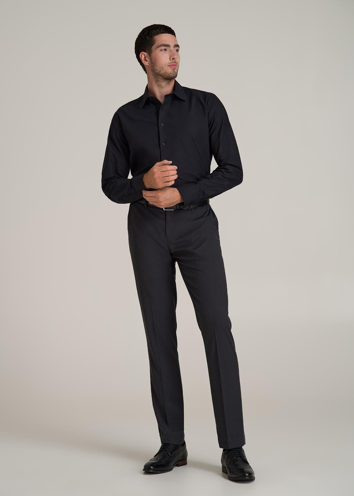 Pinpoint Oxford Shirt for Tall Men in Black Product Image