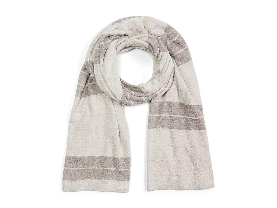 Barefoot Dreams CozyChic Lite(r) Pinched Stripe Blanket Scarf Pewter) Scarves Product Image