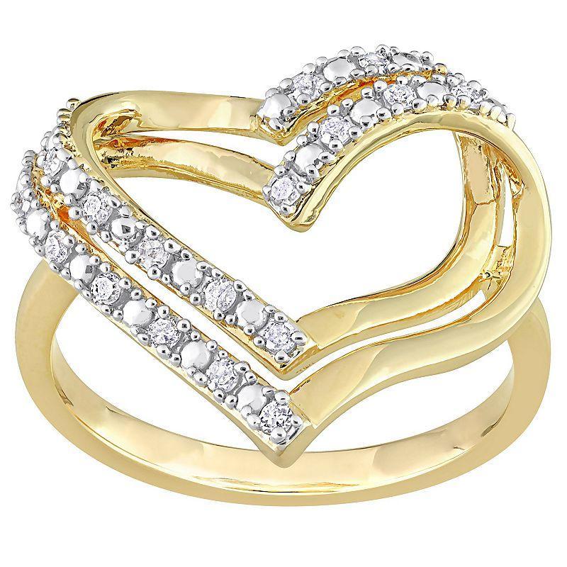 Stella Grace Sterling Silver 1/5 Carat T.W. Diamond Heart Ring, Womens Gold Tone Product Image