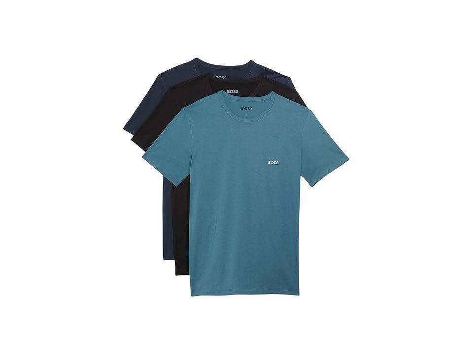 BOSS Classic Round Neck Tee 3-Pack (Navy/Cyan/Black) Men's Clothing Product Image