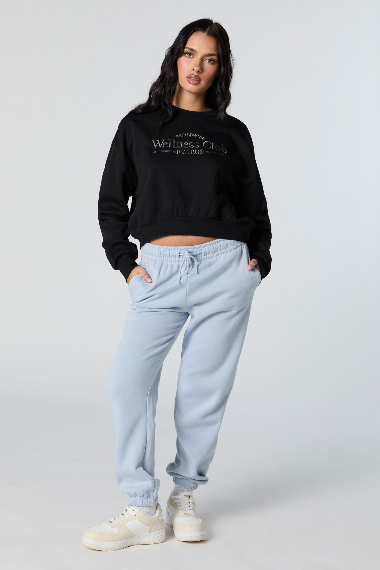 Wellness Club Embroidered Cropped Fleece Sweatshirt Female Product Image