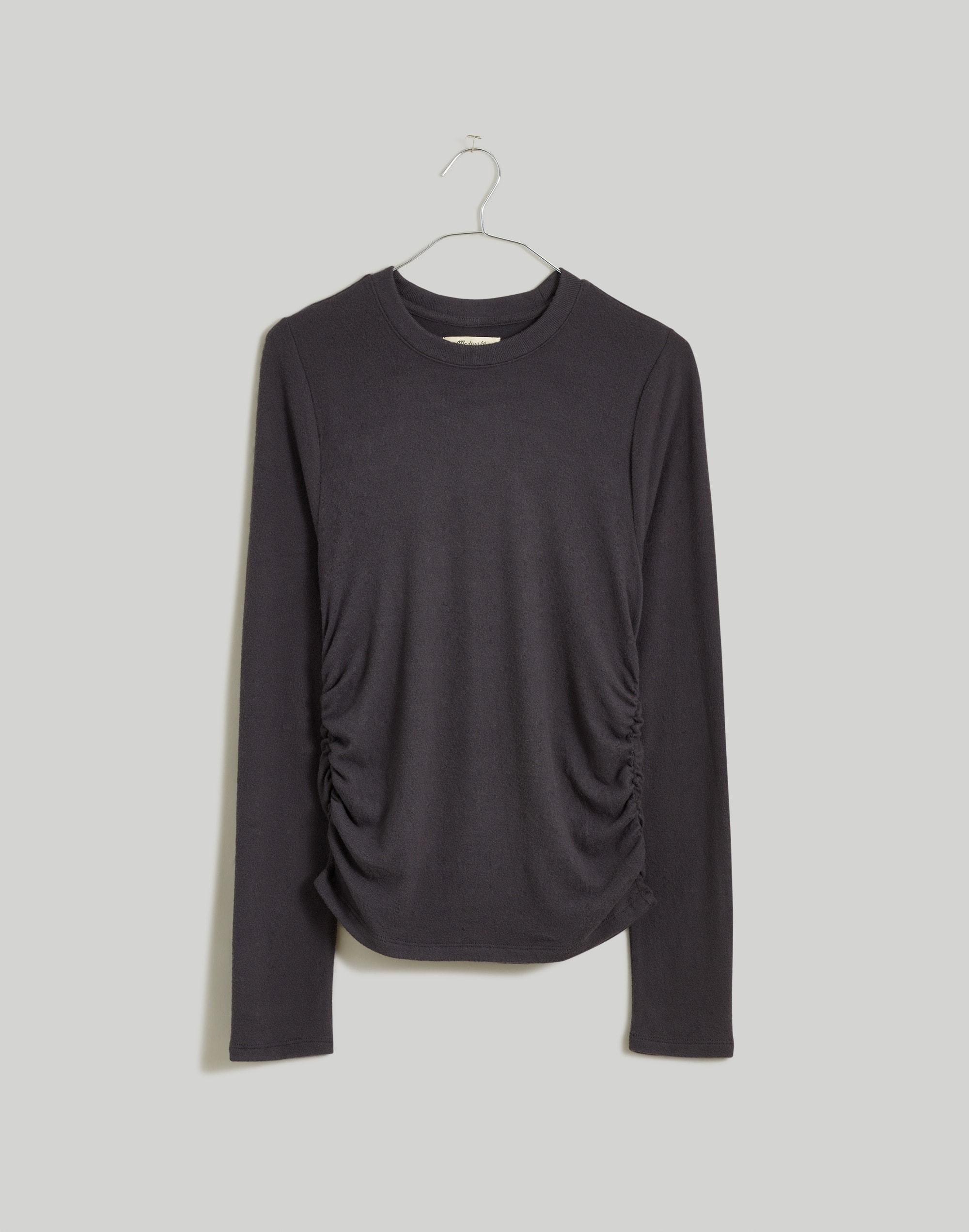 Brushed Jersey Ruched Long-Sleeve Tee Product Image