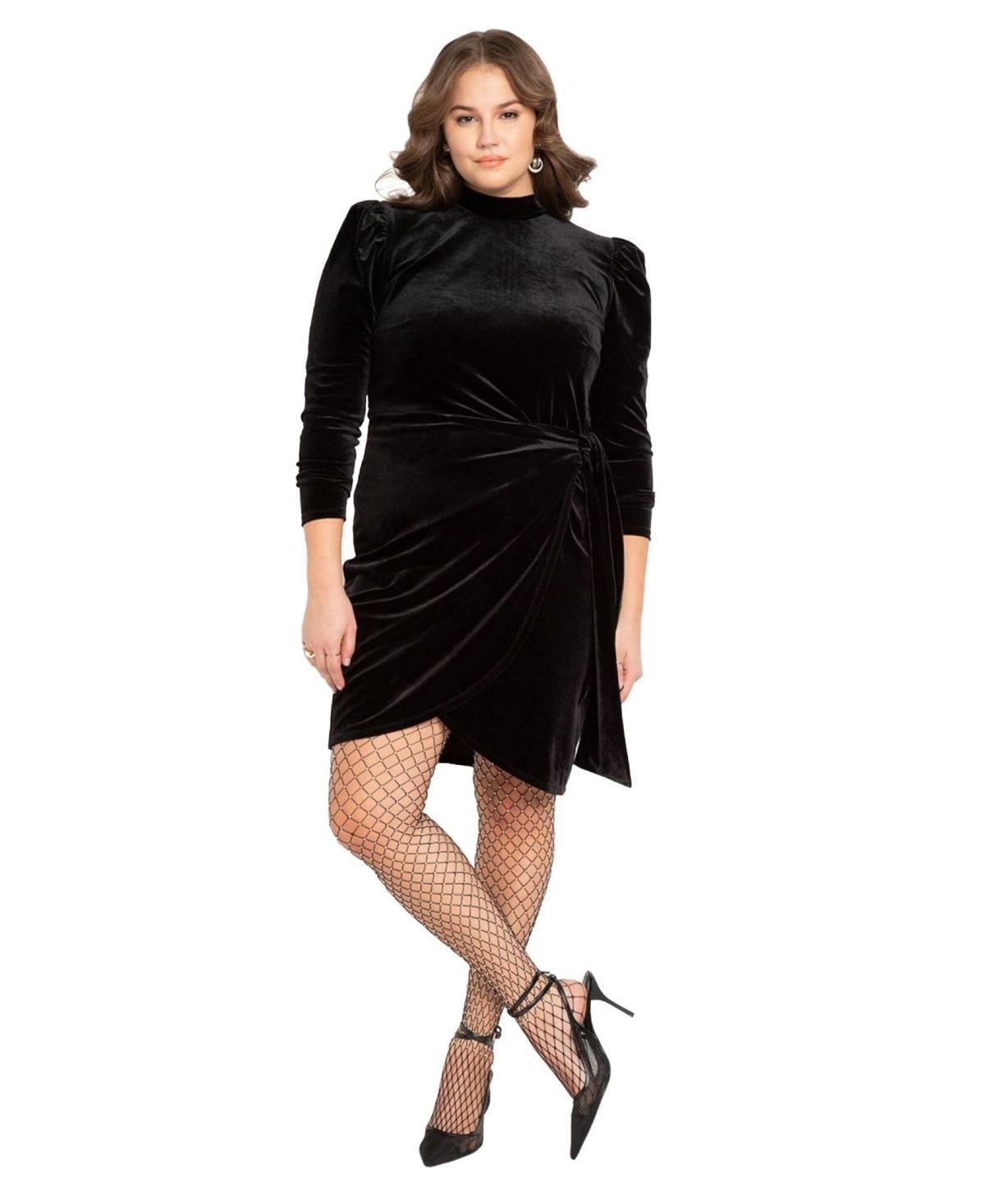 Eloquii Womens Velvet Mini Dress With Wrap Skirt product image