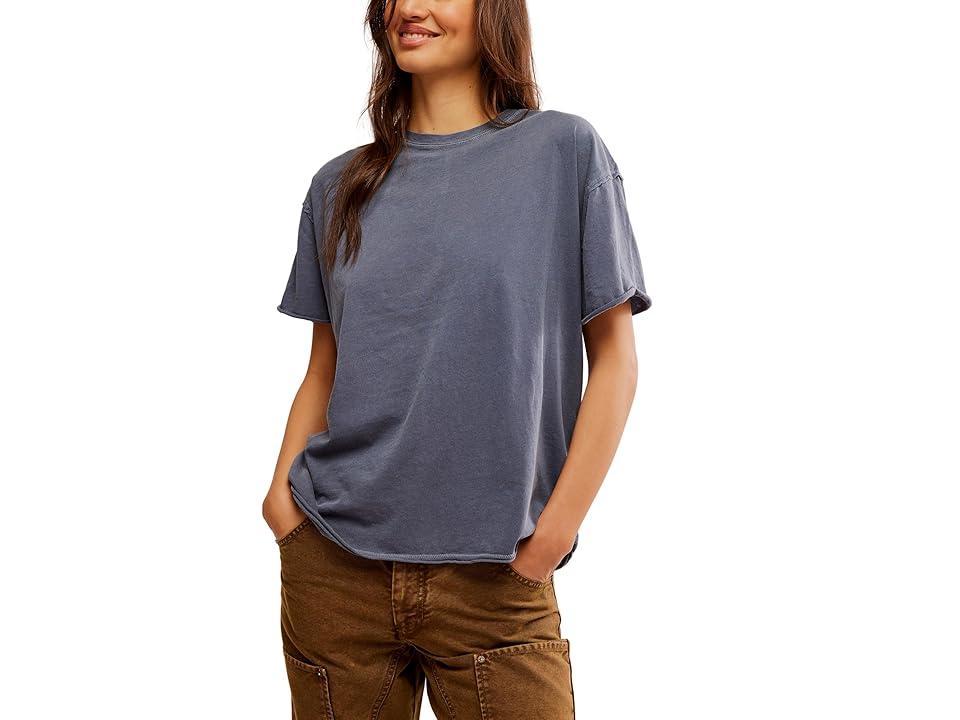 Free People Nina Short Sleeve Raw Edge Crew Neck Boxy Tee Shirt Product Image