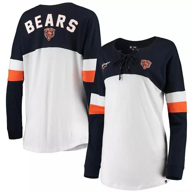 Womens New Era /Navy Chicago Bears Athletic Varsity Lace-Up V-Neck Long Sleeve T-Shirt Product Image