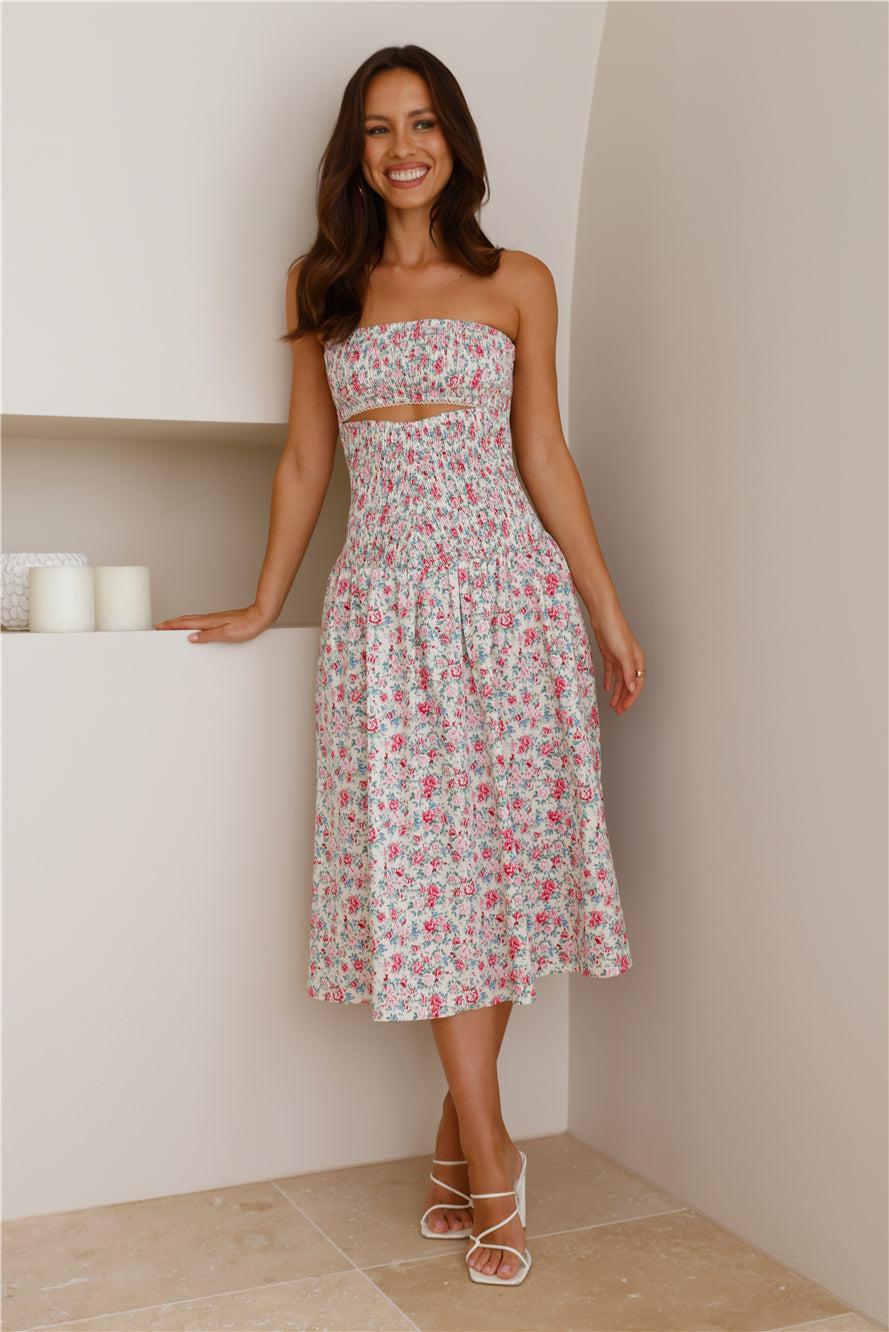 HELLO MOLLY Picking Blooms Midi Dress Pink Product Image